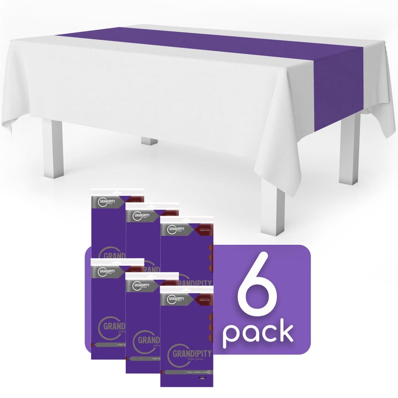 Grandipity Purple 6 Pack Premium Disposable Plastic Table Runner 14 x 108 Inch. Table Runner for Dinner Parties & Events by Grandipity - Image 2